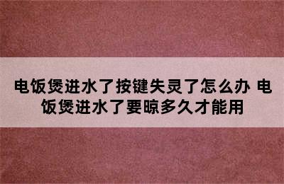 电饭煲进水了按键失灵了怎么办 电饭煲进水了要晾多久才能用